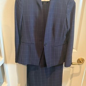 Ann Taylor Navy Blue Checkered suit set